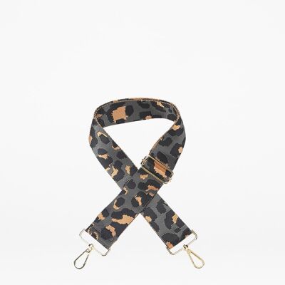Grey Leopard Print Bag Strap