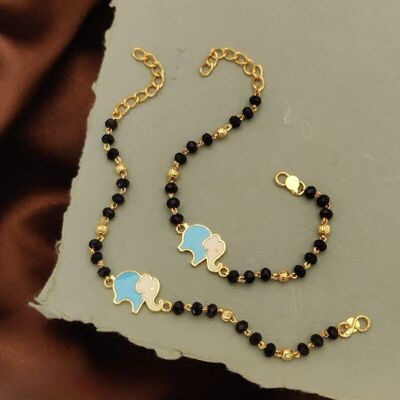 Bracelet Nazaria pour enfants avec breloque éléphant en perles noires