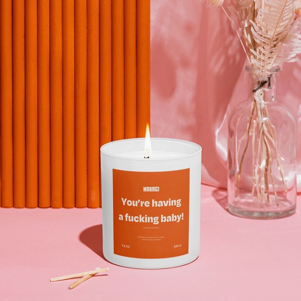 Candela profumata Stai per avere un bambino, cazzo. Niente più parolacce