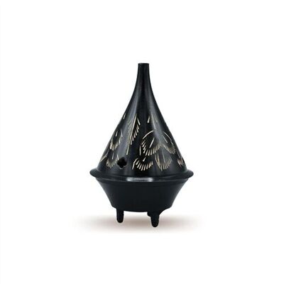 Brass Pyali Black Incense Burner with Engravings - Set of 4