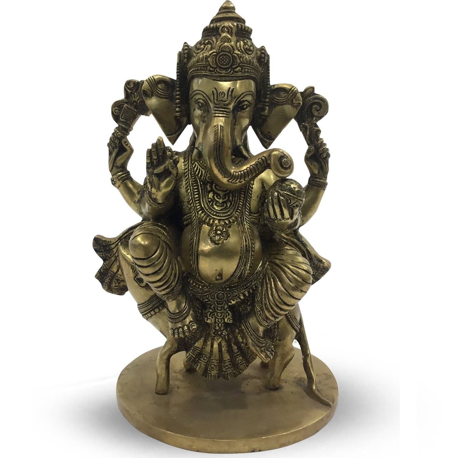 Ganesh seduto su un topo 27 cm