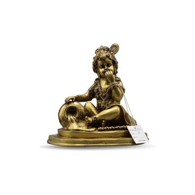 Krishna Sentado con Olla 8" Ht.