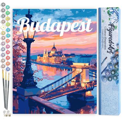 Kit fai da te per dipingere con i numeri - Poster di viaggio di Budapest - Tela arrotolata