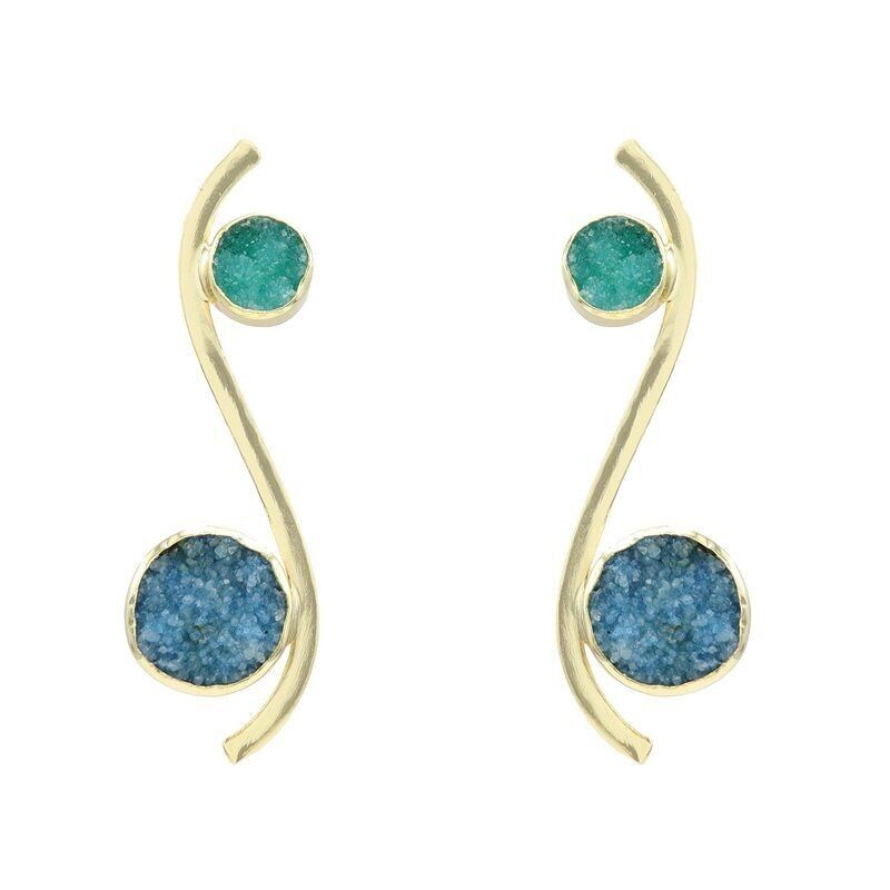 Isis Druzy Ohrringe in Grün und Türkis