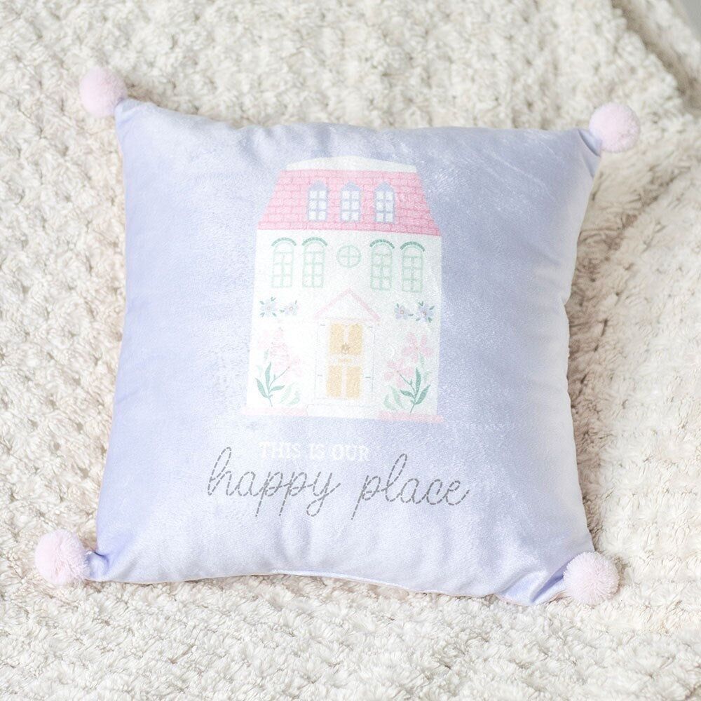 Cuscino quadrato da 35 cm "This Is Our Happy Place"