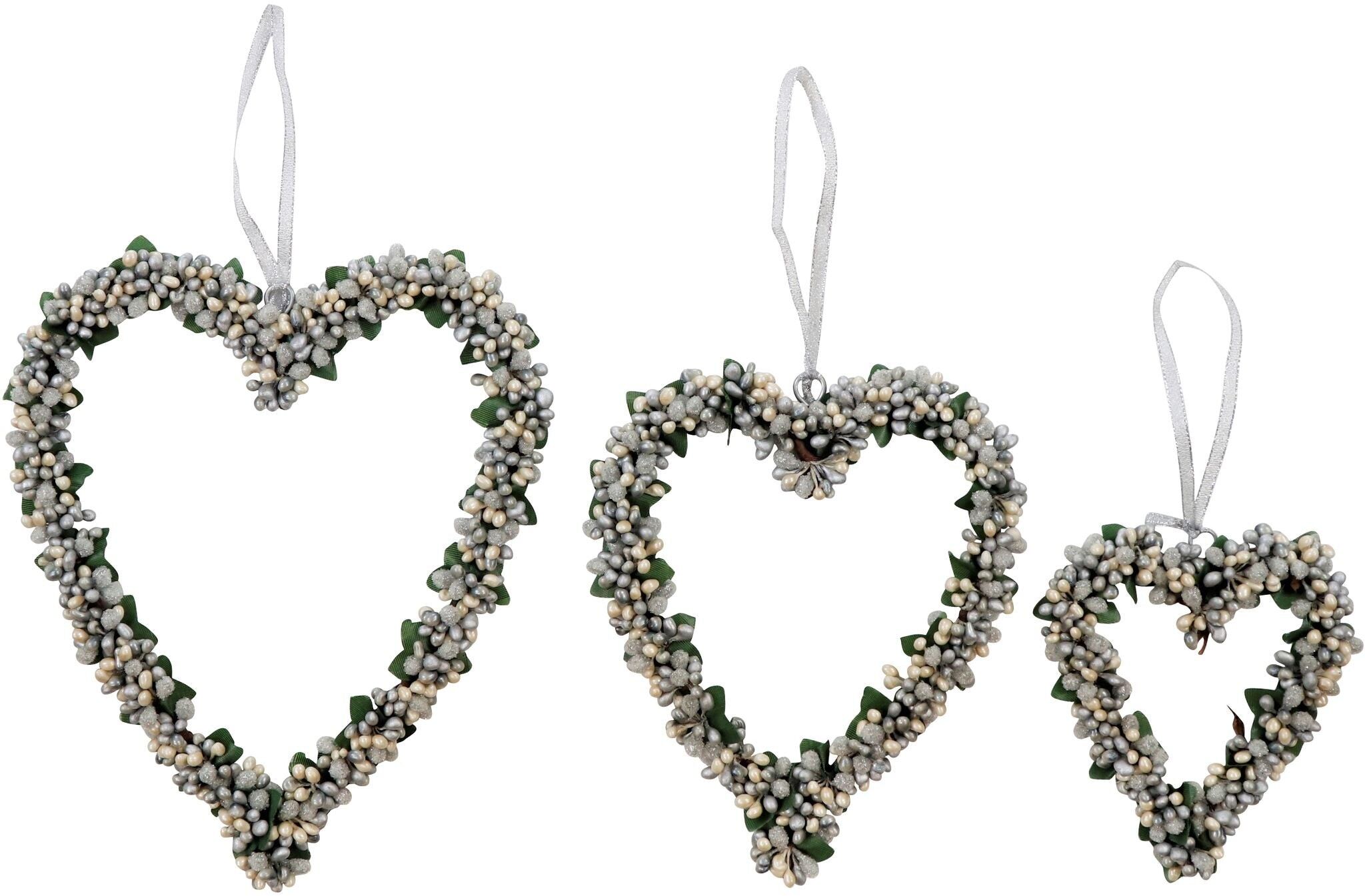 ZIERKRÄNZE SILVER HEARTS  3 TEILIGES SET (HOFF2108)