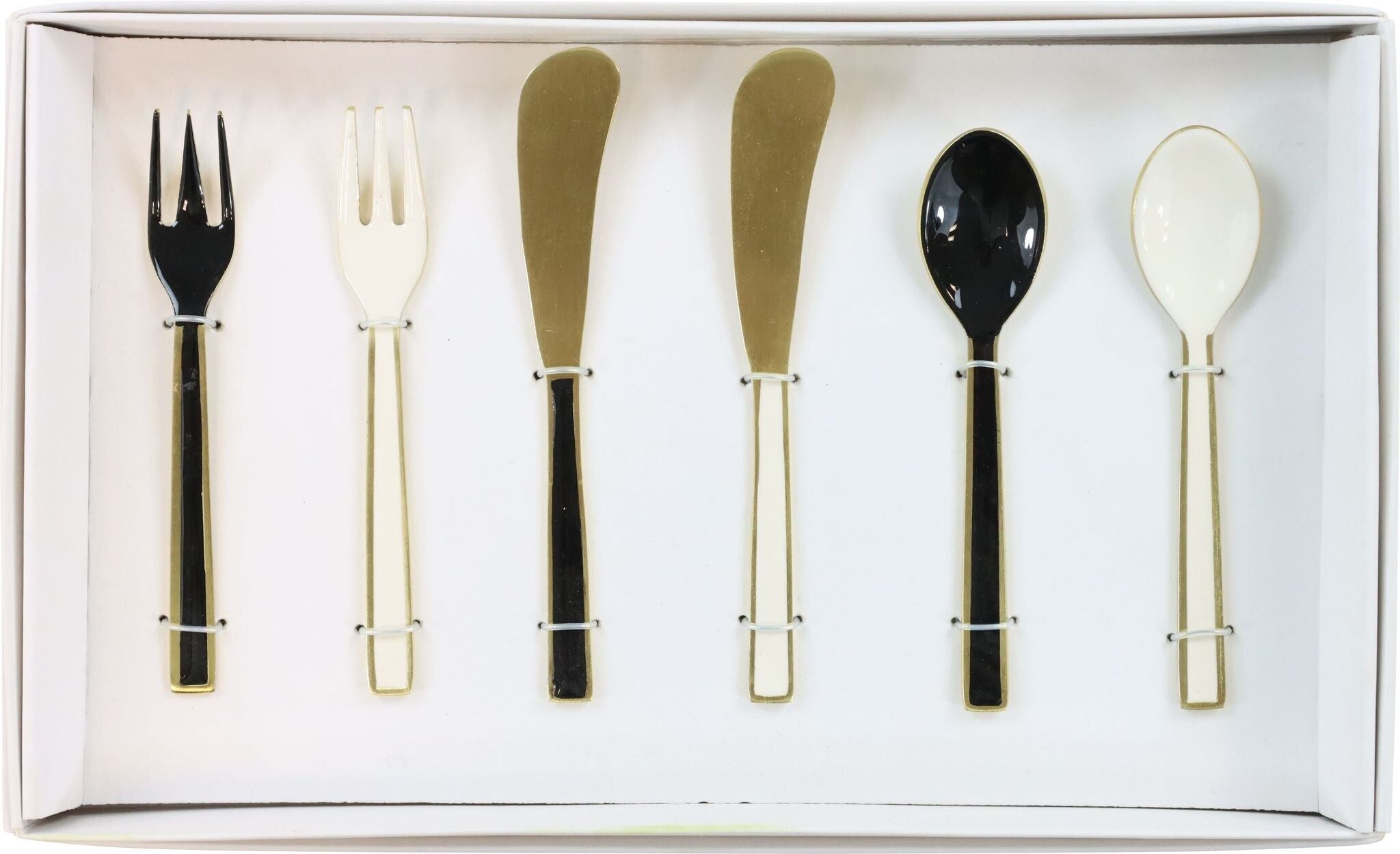 COUVERTS DE SERVICE NOIR ET BLANC ENSEMBLE DE 6 PIÈCES (HOFF2878)