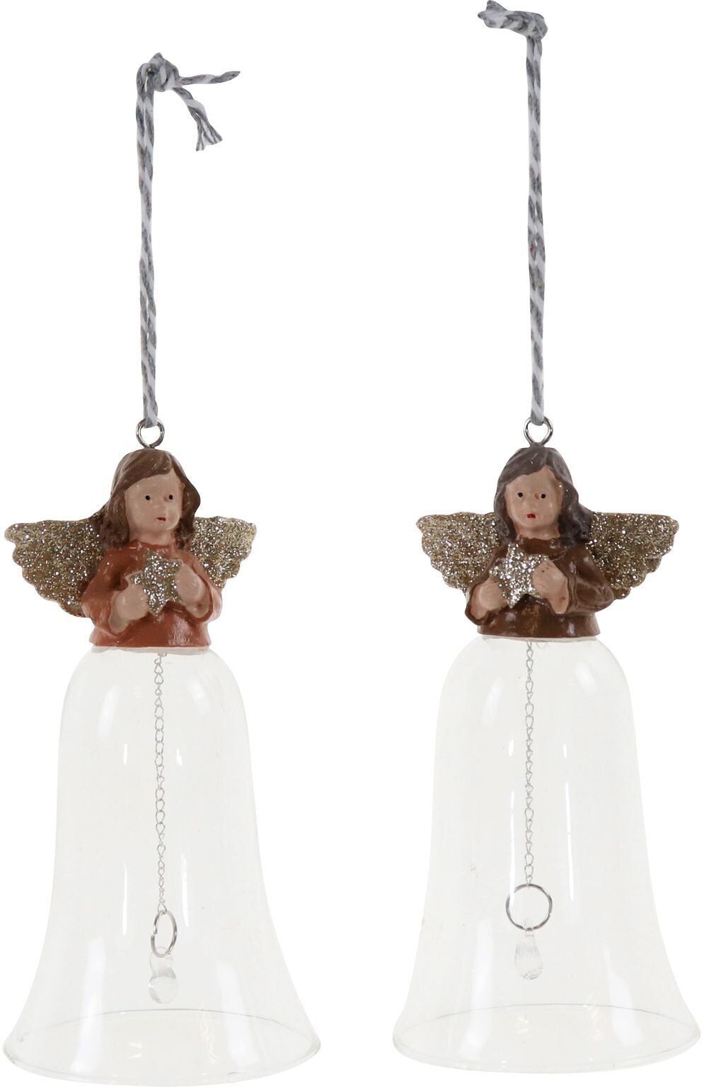 GLASS BELLS ANGEL 2 PIECE SET (HOFF2883)