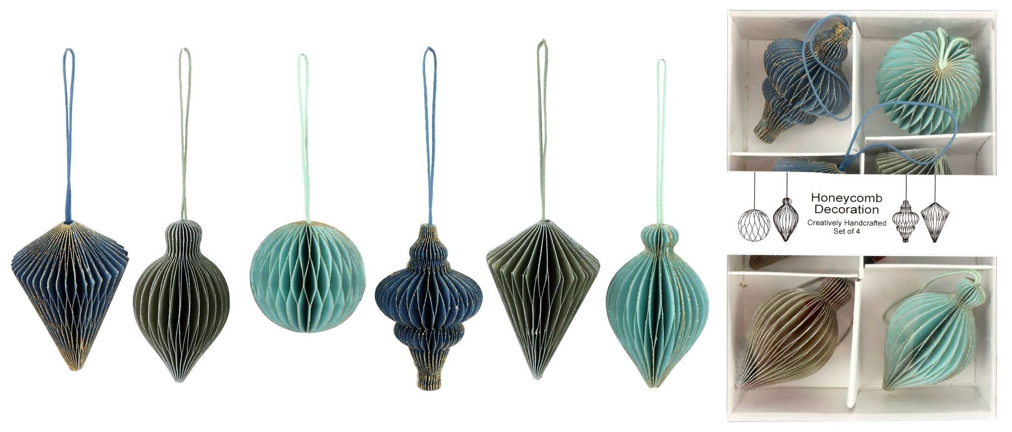 DECORAZIONI FESTIVE SET 6 PEZZI A NIDO D'APE (HOFF1292)