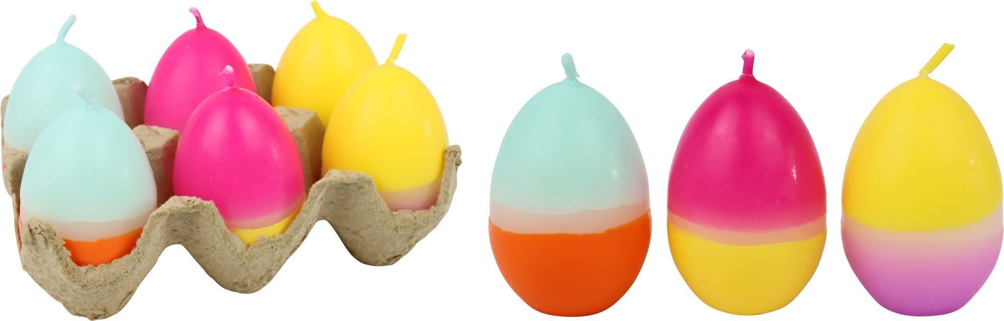 CANDELE UOVO ARCOBALENO SET 6 PEZZI (HOFF3509)