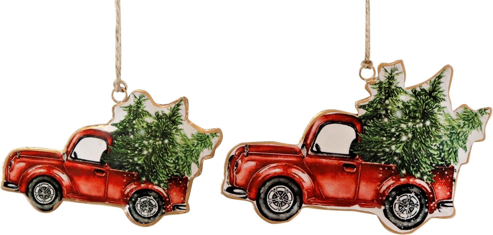 GRUCCIA ORNAMENTALE AUTO DI NATALE SET 2 PEZZI (HOFF5866)