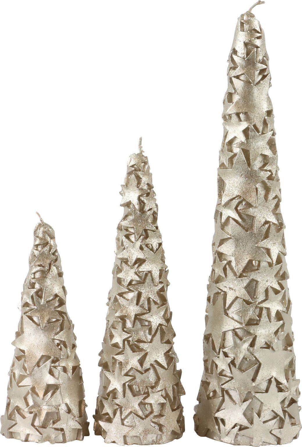 CANDELE PIRAMIDE SILVERSTARS SET 3 PEZZI (HOFF9189)