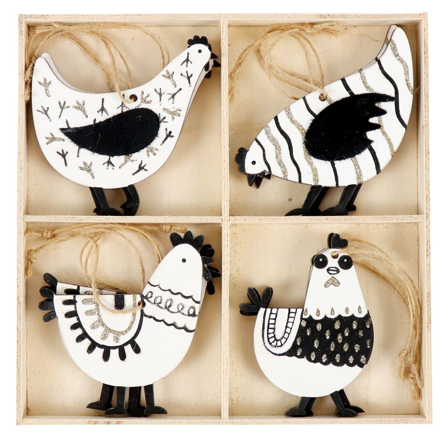 HOLZHÄNGER IN BOX CHICKEN  12 TEILIGES SET (HOFF9934)