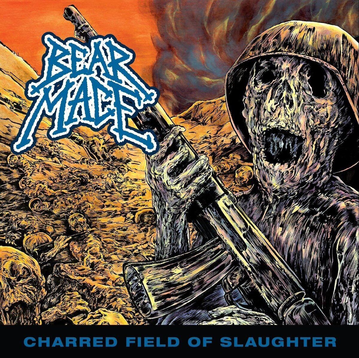 Bear Mace LP – Charred Field Of Slaughter (klares/blaues/orangefarbenes Splatter-Vinyl)
