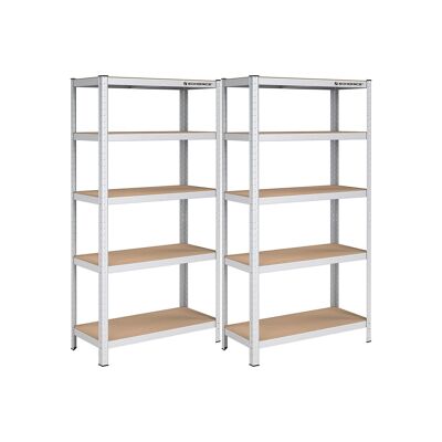 Set van 2 opbergrekken 180 cm hoog zilver 180 x 90 x 40 cm (A x L x L)