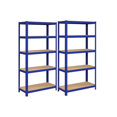 Set van 2 opbergrekken 180 cm hoog blauw 40 x 90 x 180 cm (P x L x A)