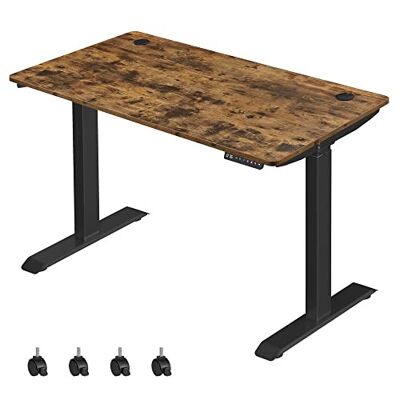 Elektrisch in hoogte verstelbaar Bureau 70 x 140 cm vintage bruin-zwart 70 x 140 x (71-117) cm (P x L x A)