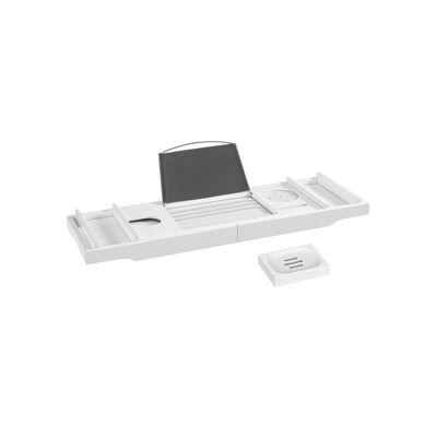 Badblad en bambou blanc (75-109) x 23 x 4,5 cm (L x B x H)