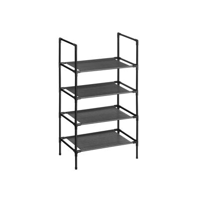 Schoenenrek con 4 tablones negros 45 x 28 x 80 cm (largo x ancho x alto)