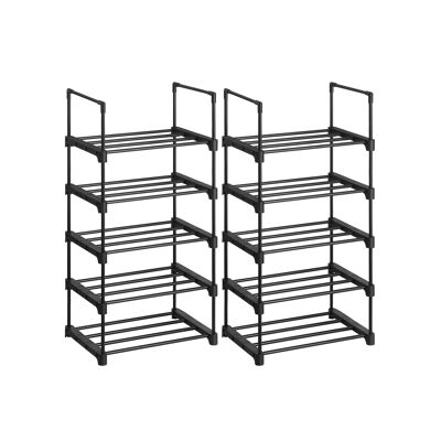 Schoenenrekken met 5 niveaus, juego de 2, negro 45 x 30 x 89,5 cm (largo x ancho x alto)