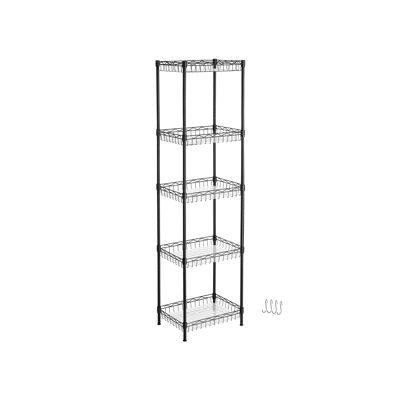 Rek de metal negro con 5 niveles 40 x 30 x 150 cm (largo x ancho x alto)