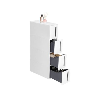 Plancia in legno con wieltjes witgrijs 45 x 17 x 83 cm (P x L x A)