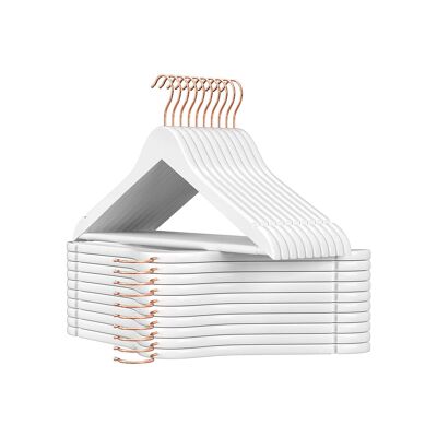 Juego de 20 perchas de madera de color blanco de 44,5 x 1,2 x 23 cm (largo x ancho x alto)