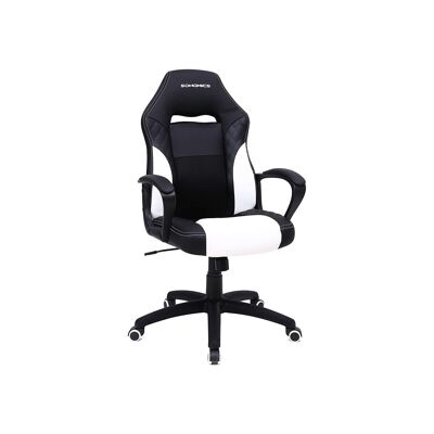 Bureau avec accoudoirs noir et blanc 70 x 64 x 106-116 (L x B x H)