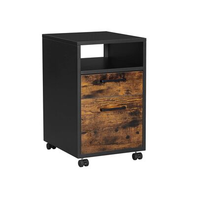 Verrijdbare archiefkast vintage bruin-zwart 39 x 46 x 64 cm (largo x ancho x alto)