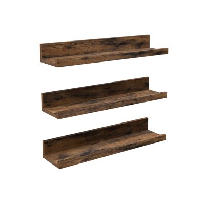 Wandplanken set van 3 vintage bruin 38 x 10 x 5/2 cm (largo x ancho x alto)