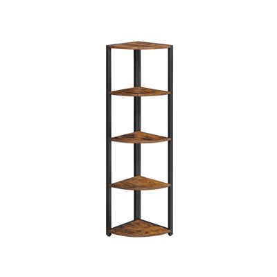 Hoekrek en estilo industrial con 5 tablones 30 x 30 x 129,5 cm (largo x ancho x alto)