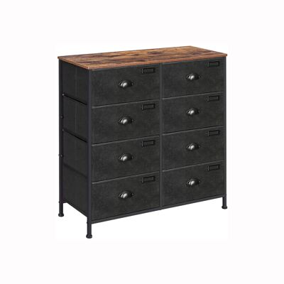 Ladekast met 8 lades vintage bruin-zwart 40 x 16 x 80 cm (largo x ancho x alto)