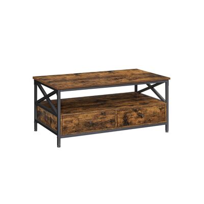 Salontafel met lades vintage bruin-zwart 100 x 55 x 45 cm (L x L x A)