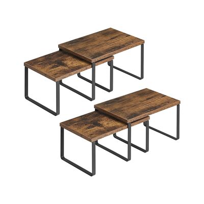 Kruidenrekjes set van 4 vintage bruin-zwart 29,7 x 19,5 x 15,5 cm (largo x ancho x alto)