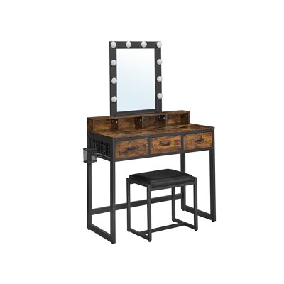 Kaptafel avec lampe LED en kruk 90 x 40 x 145,5 cm (L x B x H)