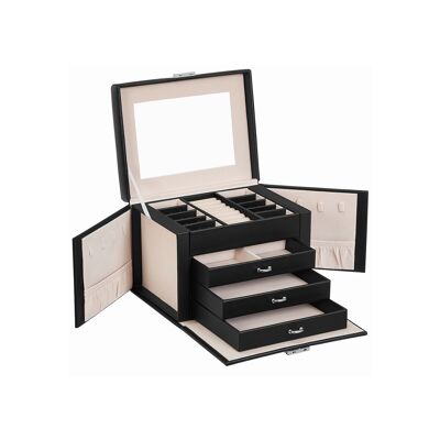 Sieradendoos met lades zwart 22,5 x 17,5 x 16,5 cm (largo x ancho x alto)