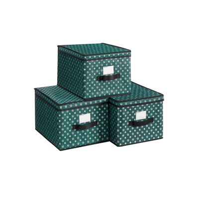 Opbergboxen met Deksels Set van 3 Groen 30 x 40 x 25 cm (L x B x H)