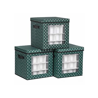 Set van 3 Kerstballen Opbergdozen Groen 30,5 x 30,5 x 30,5 cm (L x L x A)