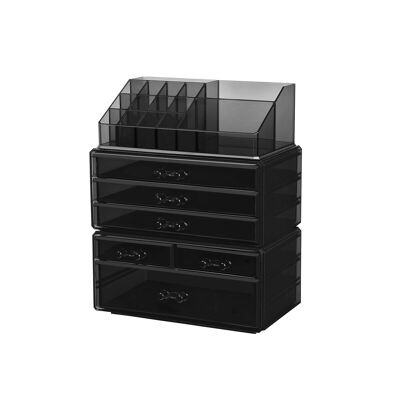 Organizer per il trucco con 6 scomparti, nero 24 x 13,5 x 30 cm (L x P x A)