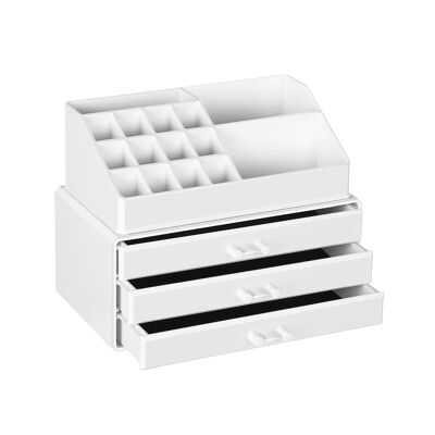 Organizador de maquillaje de acrílico blanco 24 x 13,5 x 18,5 cm (L x A x A)