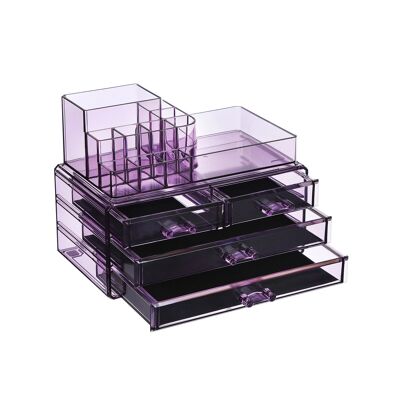 Organizer per cosmetici con lades lavendelkleur 24 x 13,5 x 18,5 cm (L x L x A)