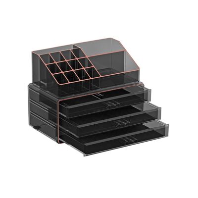 Organizer per il trucco con 3 scomparti, nero 24 x 13,5 x 18,5 cm (L x P x A)
