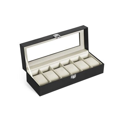 Horlogekast met zwart smalto deksel 30 x 11,2 x 8 cm (L x L x A)