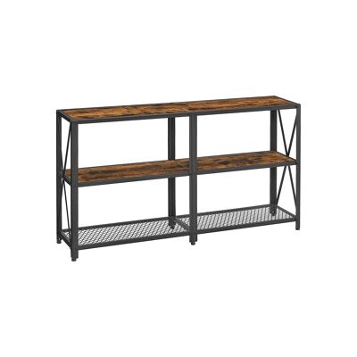 Consola de diseño industrial con 3 niveles 140 x 30 x 75 cm (largo x ancho x alto)