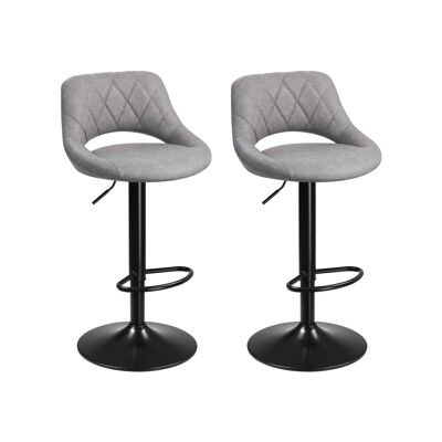Juego de 2 barkrukken en hoogte verstelbaar grijs 48 x 49 x (85-107) cm (largo x ancho x alto)