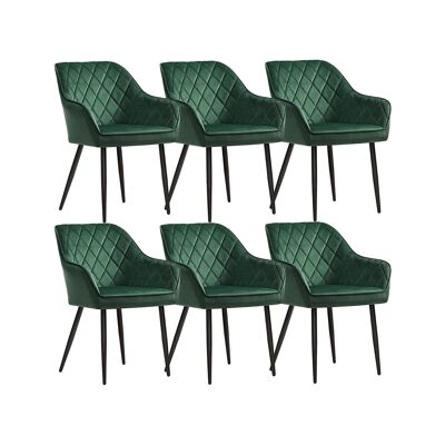 Set van 6 Eetkamerstoelen met Armleuningen Groen 62,5 x 60 x 85 cm (L x L x A)