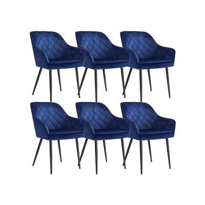 Set van 6 eetkamerstoelen met armleuningen bleu 62,5 x 60 x 85 cm (L x B x H)
