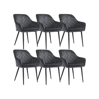 Set van 6 grijze fluwelen eetkamerstoelen 62,5 x 60 x 85 cm (largo x ancho x alto)