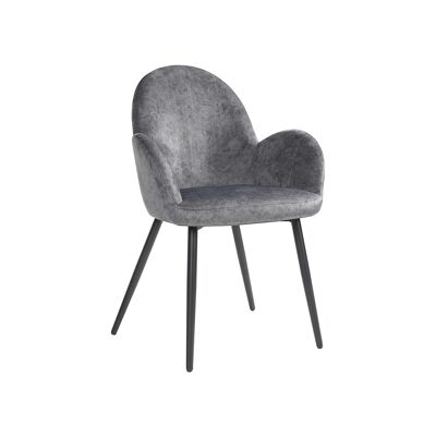 Eetkamerstoel met grijs fluwelen bekleding 57 x 56 x 85 cm (L x L x A)