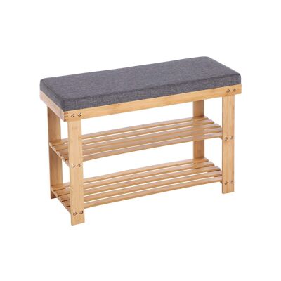 Bamboe Schoenenbank Naturel Grijs 71 x 29 x 49 cm (L x B x H)